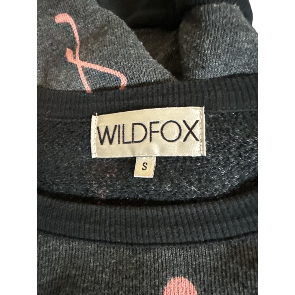 Wildfox Oversized Flamingo Sweatshirt Gray Pink Graphic Pullover Size S - Picture 6 of 7